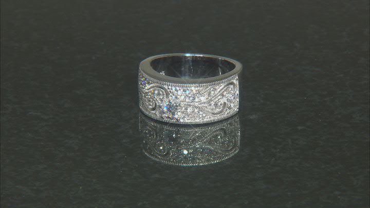 White Cubic Zirconia Platinum Over Sterling Silver Ring 0.74ctw Video Thumbnail
