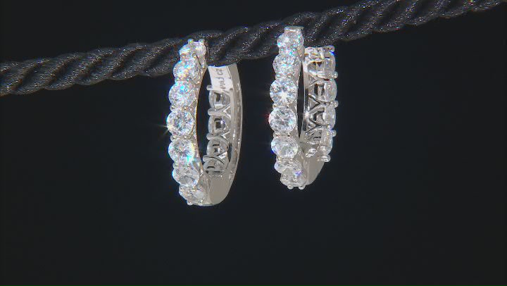 White Cubic Zirconia Platinum Over Sterling Silver Hoops 8.91ctw Video Thumbnail