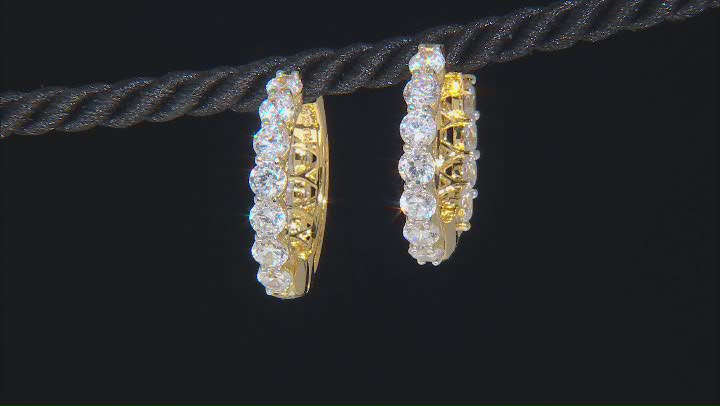 White Cubic Zirconia 18K Yellow Gold Over Sterling Silver Hoops 8.91ctw Video Thumbnail