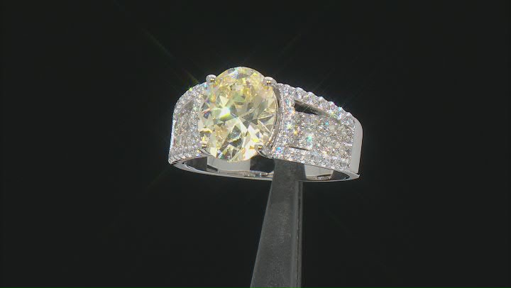 Canary And White Cubic Zirconia Rhodium Over Sterling Silver Ring 7.64ctw Video Thumbnail