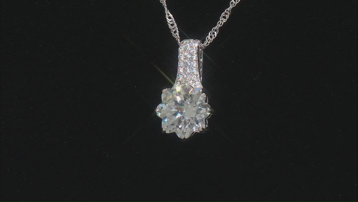 White Cubic Zirconia Rhodium Over Sterling Silver Flower Pendant With Chain 7.11ctw Video Thumbnail