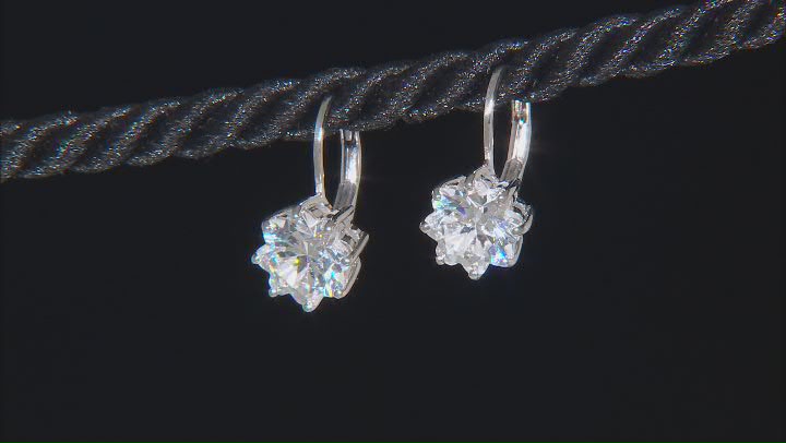 White Cubic Zirconia Rhodium Over Sterling Silver Flower Earrings 3.66ctw Video Thumbnail