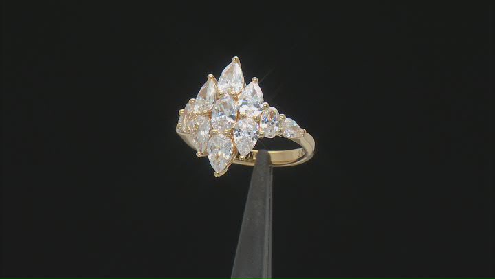 White Cubic Zirconia 18K Yellow Gold Over Sterling Silver Ring 5.94ctw. Video Thumbnail