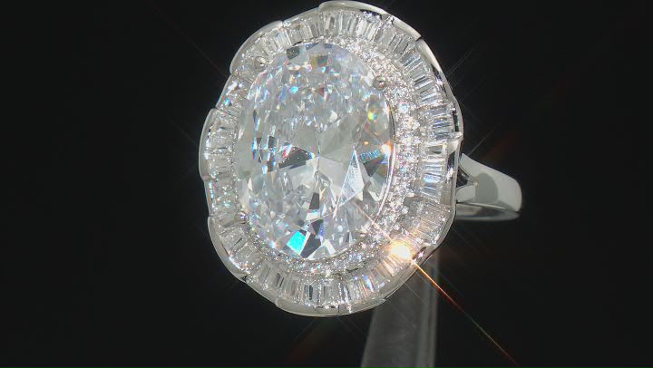 White Cubic Zirconia Platinum Over Sterling Silver Ring 16.65ctw Video Thumbnail