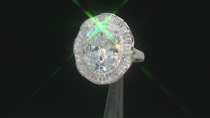 White Cubic Zirconia Platinum Over Sterling Silver Ring 16.65ctw Video Thumbnail