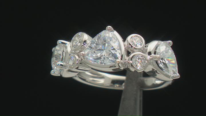 White Cubic Zirconia Rhodium Over Sterling Silver Ring 4.84ctw Video Thumbnail