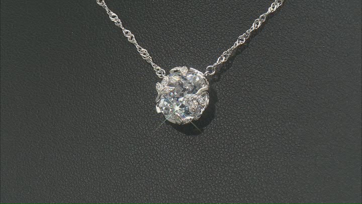White Cubic Zirconia Platinum Over Sterling Silver Necklace 6.71ctw Video Thumbnail