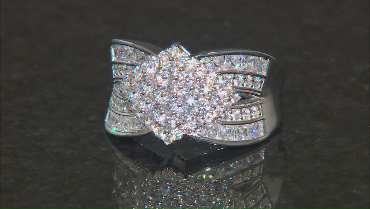 White Cubic Zirconia Platinum Over Sterling Silver Ring 3.08ctw Video Thumbnail