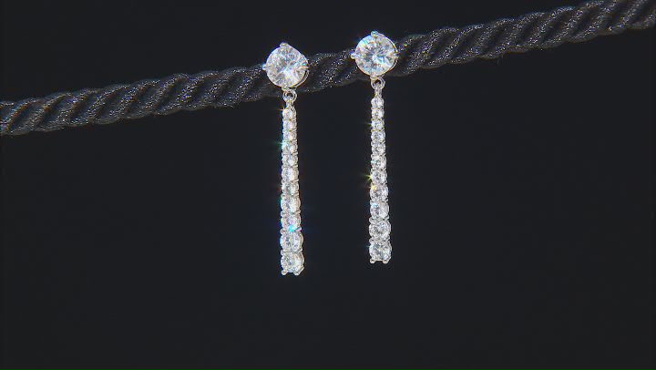 White Cubic Zirconia Rhodium Over Sterling Silver Earrings 4.38ctw Video Thumbnail