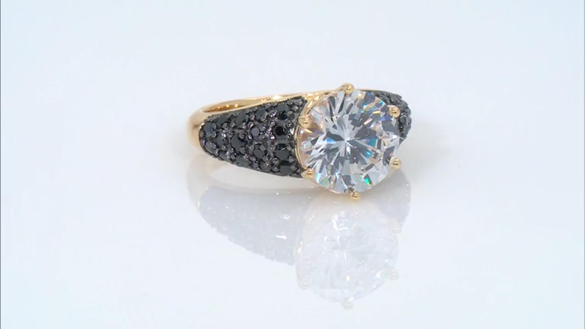 White And Black Cubic Zirconia 18k Yellow Gold Over Sterling Silver Ring 6.69ctw Video Thumbnail