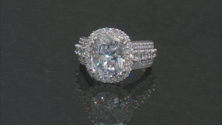 White Cubic Zirconia Platinum Over Sterling Silver Ring 11.50ctw Video Thumbnail