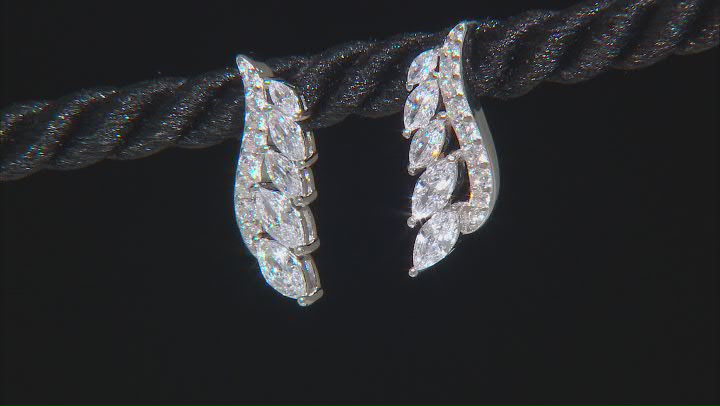White Cubic Zirconia Rhodium Over Sterling Silver Climber Earrings 1.85ctw Video Thumbnail