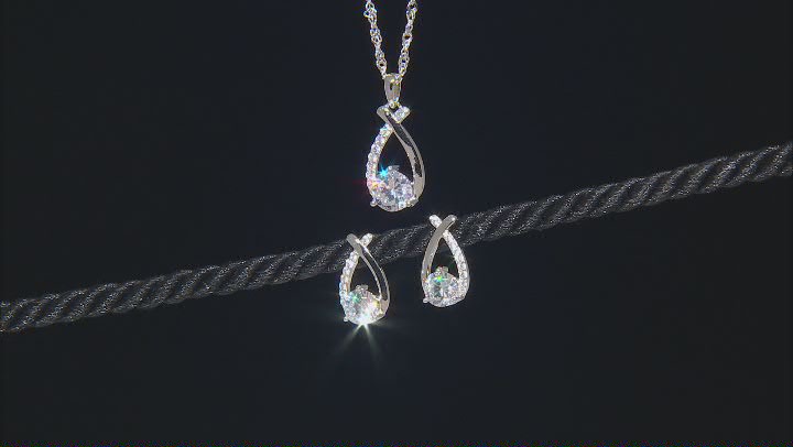 White Cubic Zirconia Rhodium Over Sterling Silver Jewelry Set 5.34ctw Video Thumbnail