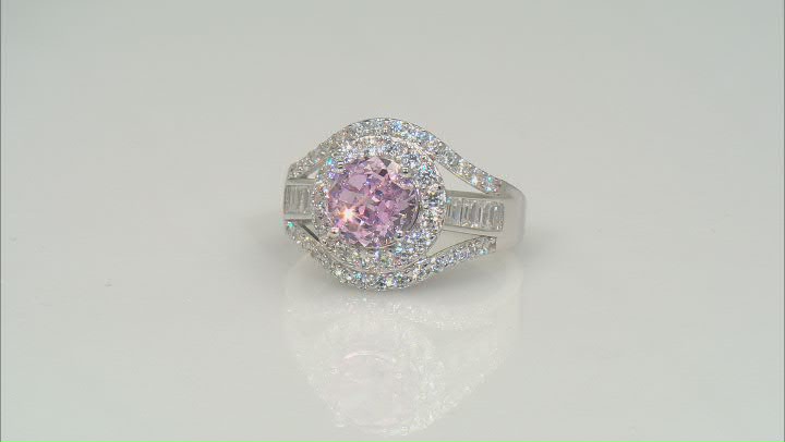 Pink And White Cubic Zirconia Platinum Over Sterling Silver Ring 9.37ctw Video Thumbnail