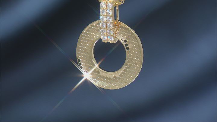 White Cubic Zirconia 18k Yellow Gold Over Sterling Silver Pendant With Chain 0.45ctw Video Thumbnail