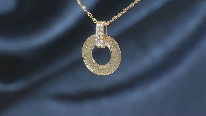 White Cubic Zirconia 18k Yellow Gold Over Sterling Silver Pendant With Chain 0.45ctw Video Thumbnail