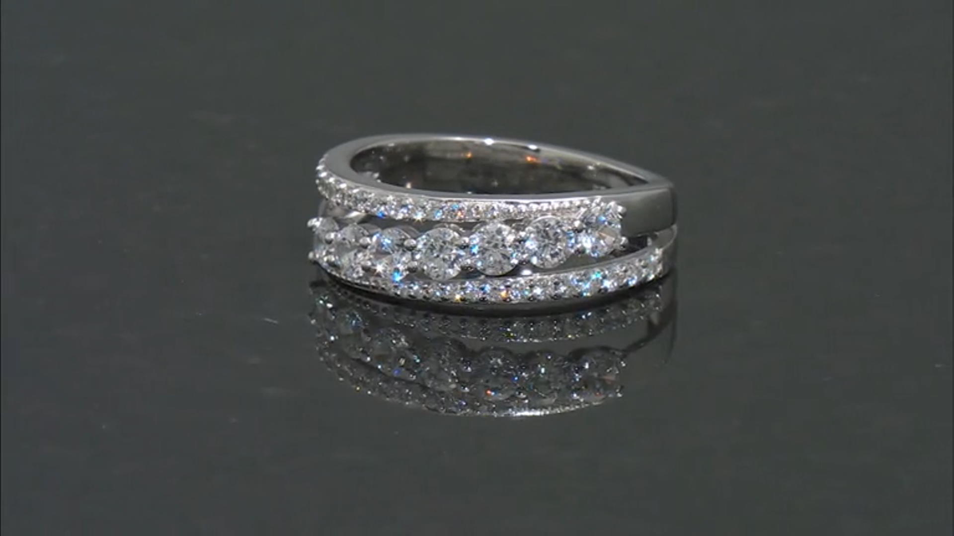 White Cubic Zirconia Rhodium Over Sterling Silver Ring 1.62ctw Video Thumbnail