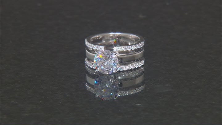 White Cubic Zirconia Platinum Over Sterling Silver Ring 5.08ctw Video Thumbnail