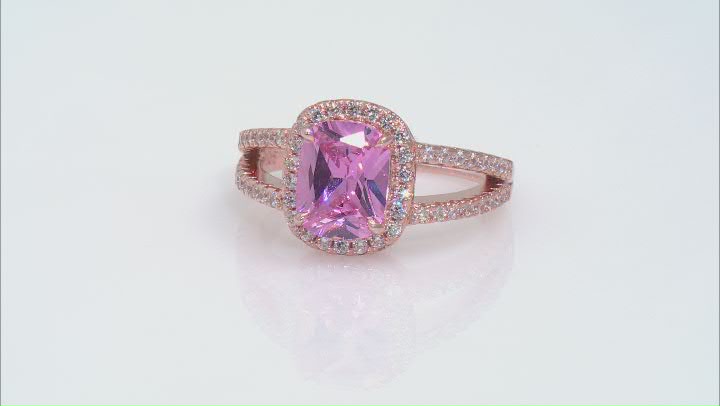 Pink And White Cubic Zirconia 18k Rose Gold Over Sterling Silver Ring 4.72ctw Video Thumbnail