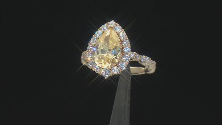 Canary And White Cubic Zirconia 18k Yellow Gold Over Sterling Silver Ring 8.25ctw Video Thumbnail