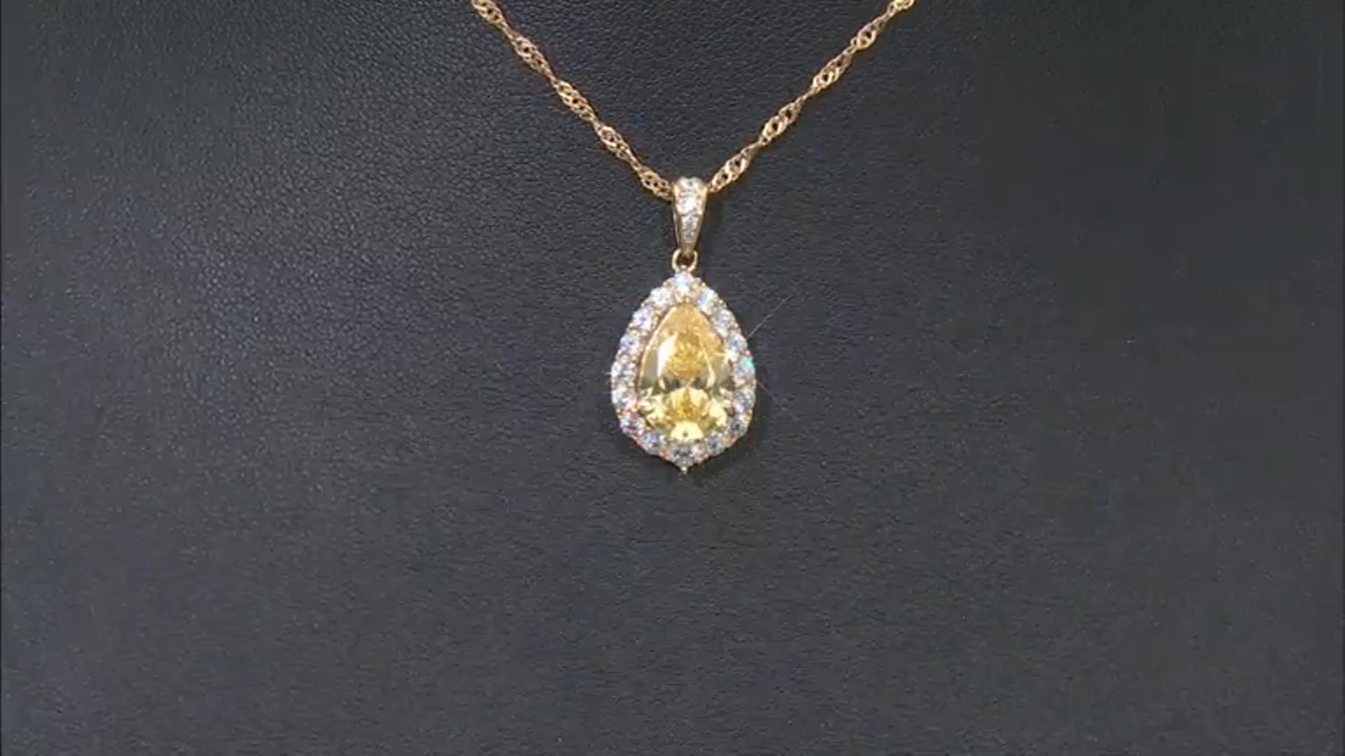 Canary And White Cubic Zirconia 18K Yellow Gold Over Sterling Silver Pendant With Chain 7.44ctw Video Thumbnail