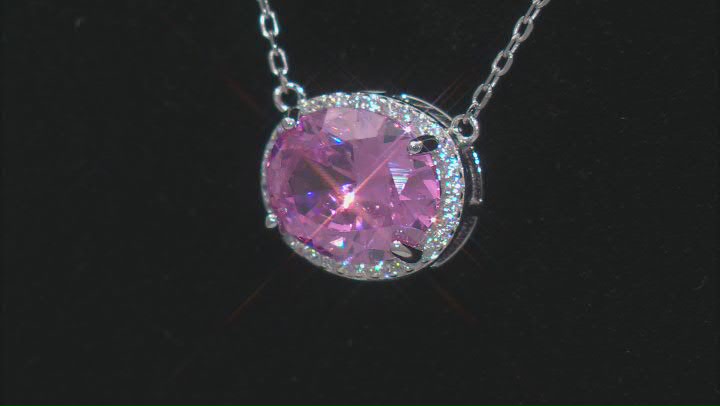 Pink And White Cubic Zirconia Rhodium Over Sterling Silver Necklace 6.83ctw Video Thumbnail