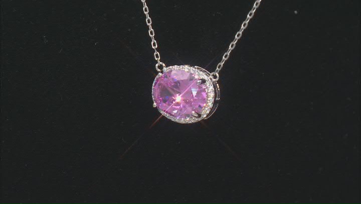 Pink And White Cubic Zirconia Rhodium Over Sterling Silver Necklace 6.83ctw Video Thumbnail