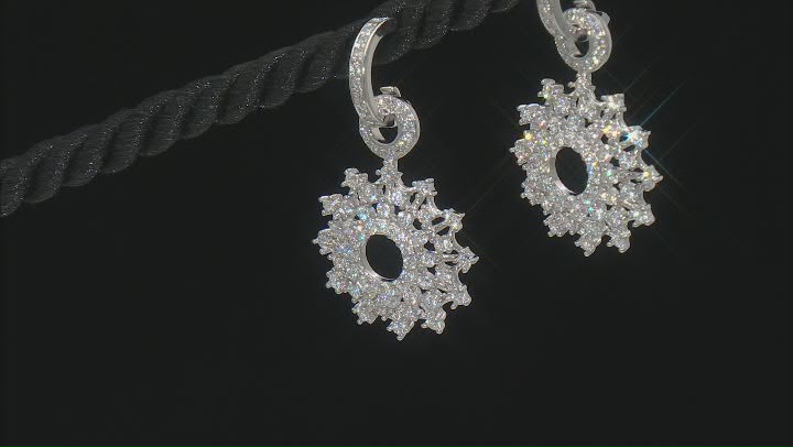 White Cubic Zirconia Rhodium Over Sterling Silver Snowflake Earrings 3.05ctw Video Thumbnail