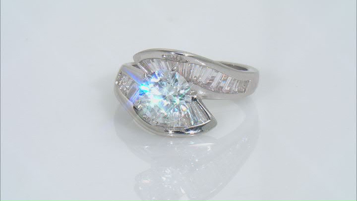 White Cubic Zirconia Rhodium Over Sterling Silver Ring With Bands (5.93ctw DEW) Video Thumbnail