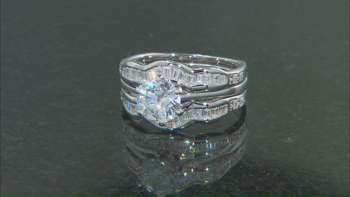 White Cubic Zirconia Rhodium Over Sterling Silver Ring with Wrap 2.88ctw Video Thumbnail
