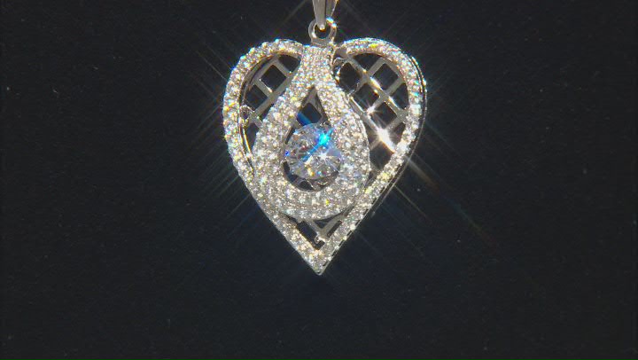 Cubic Zirconia Silver Heart Dancing Pendant With Chain 2.70ctw Video Thumbnail