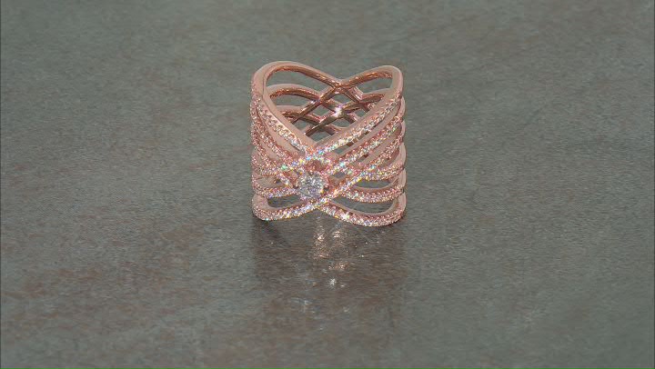 Cubic Zirconia Ring 18k Rose Gold Over Silver 1.94ctw Video Thumbnail