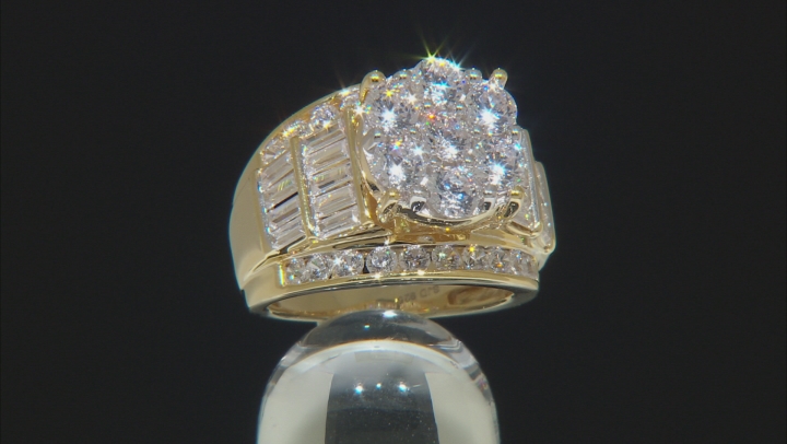 Cubic Zirconia 18k yellow gold over sterling Silver Ring 7.10ctw Video Thumbnail