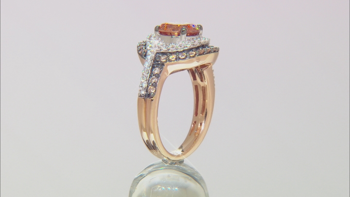 Brown And White Cubic Zirconia 18k Rose Gold Over Silver Ring 4.55ctw Video Thumbnail