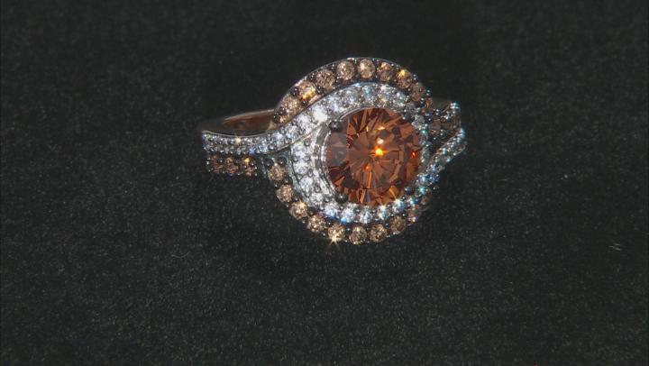 Brown And White Cubic Zirconia 18k Rose Gold Over Silver Ring 4.55ctw Video Thumbnail