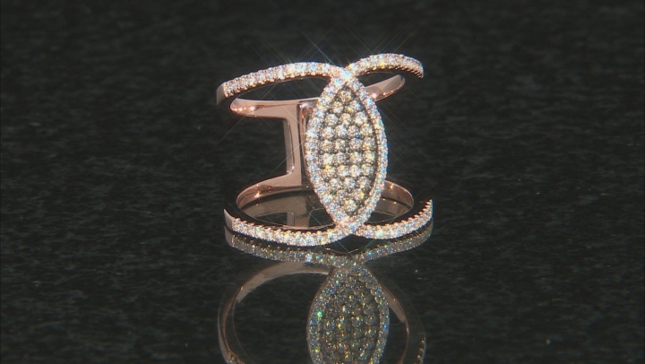 Brown And White Cubic Zirconia 18k Rose Gold Over Silver Ring 1.09ctw Video Thumbnail