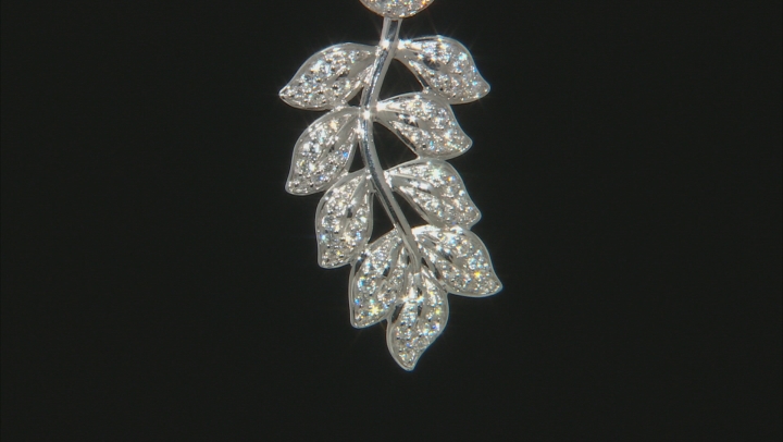 White Cubic Zirconia Rhodium Over Sterling Silver Leaf Pendant With Chain 1.73ctw