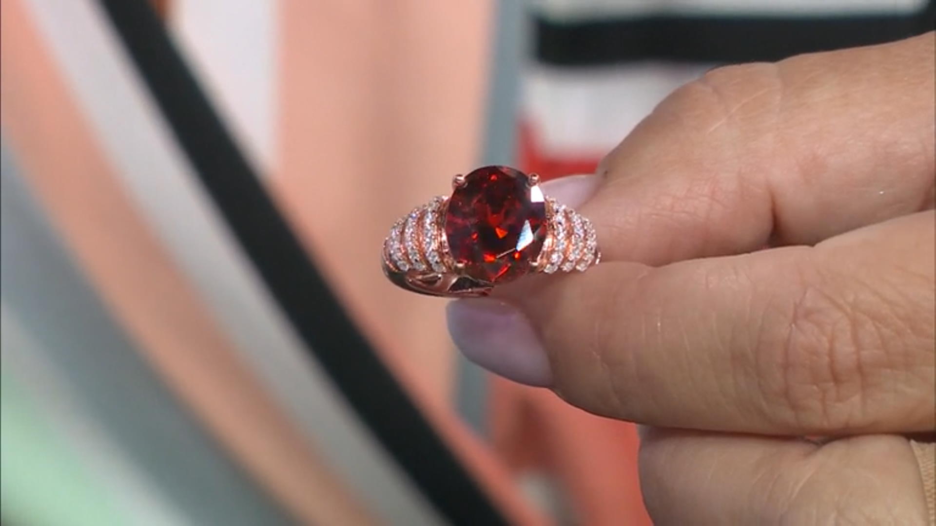 Red and White Cubic Zirconia 18k Rose Gold Over Sterling Silver Ring 8.79ctw Video Thumbnail