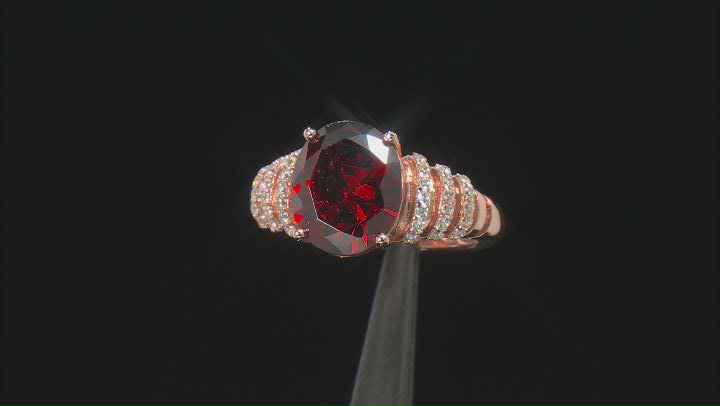 Red and White Cubic Zirconia 18k Rose Gold Over Sterling Silver Ring 8.79ctw Video Thumbnail
