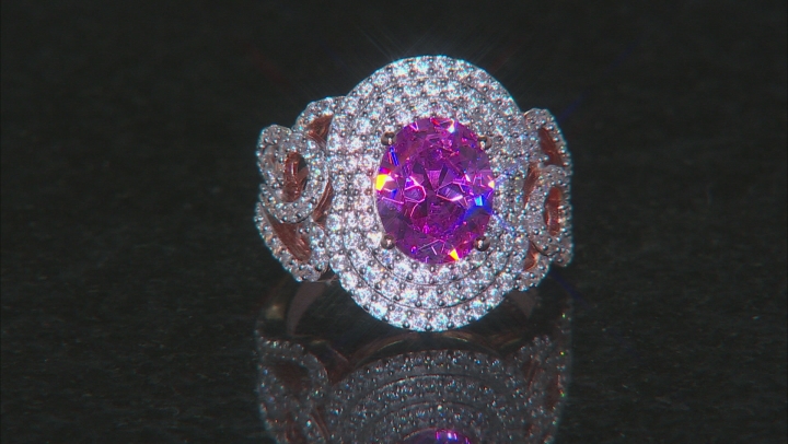 Pink and White Cubic Zirconia 18k Rose Gold Over Sterling Silver Ring 7.33ctw Video Thumbnail