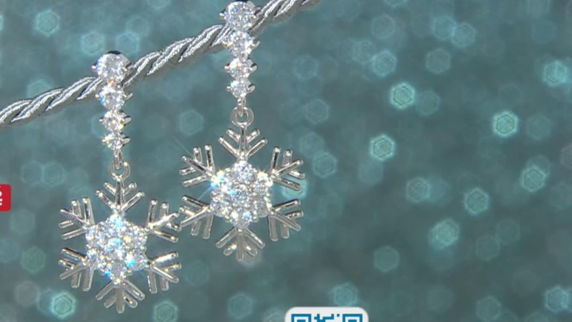 White Cubic Zirconia Rhodium Over Sterling Silver Dangle Snowflake Earrings 3.08ctw Video Thumbnail