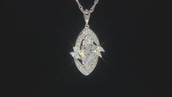 White Cubic Zirconia Rhodium Over Sterling Silver Pendant With Chain 5.07ctw Video Thumbnail