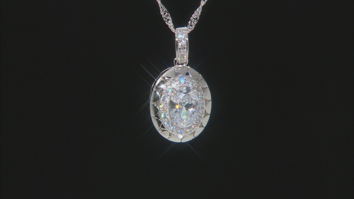 White Cubic Zirconia Rhodium Over Sterling Silver Pendant With Chain 2.22ctw