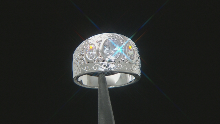 White Cubic Zirconia Rhodium Over Sterling Silver Ring 3.22ctw Video Thumbnail