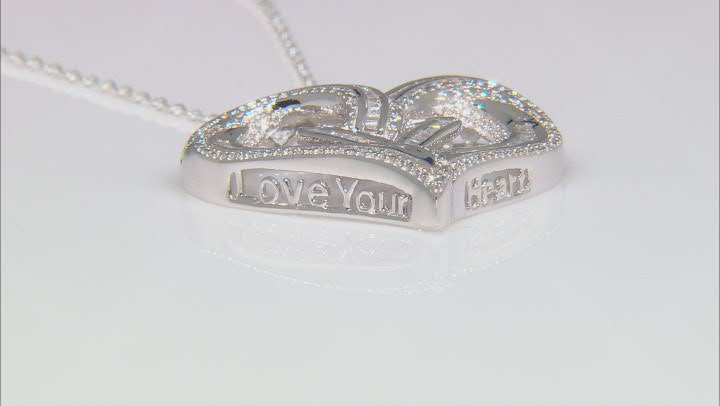 White Cubic Zirconia Rhodium Over Sterling Silver Heart Pendant With Chain 1.77ctw Video Thumbnail