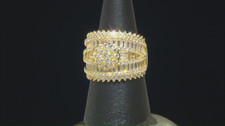 White Cubic Zirconia 18K Yellow Gold Over Sterling Silver Ring 7.11ctw