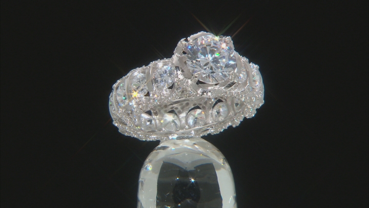 White Cubic Zirconia Rhodium Over Sterling Silver Ring 11.41ctw Video Thumbnail