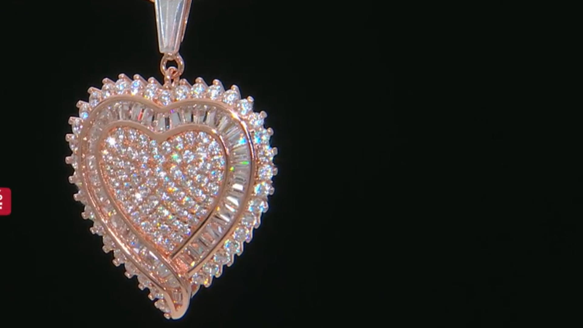 White Cubic Zirconia 18K Rose Gold Over Sterling Silver Heart Pendant With Chain 3.62ctw Video Thumbnail