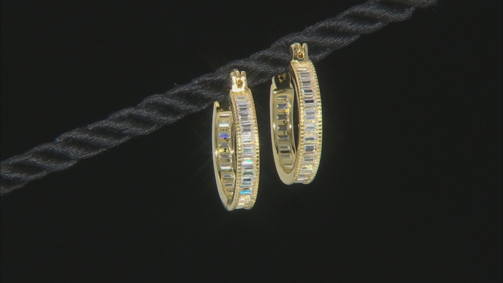 White Cubic Zirconia 18K Yellow Gold Over Sterling Silver Hoop Earrings 2.95ctw Video Thumbnail