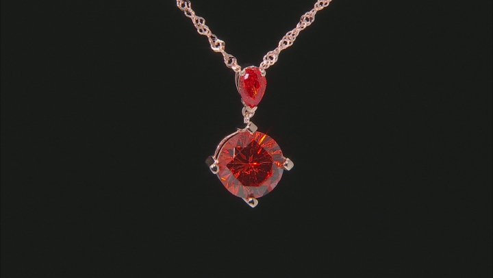 Orange Cubic Zirconia 18K Rose Gold Over Sterling Silver Pendant With Chain 7.86ctw Video Thumbnail